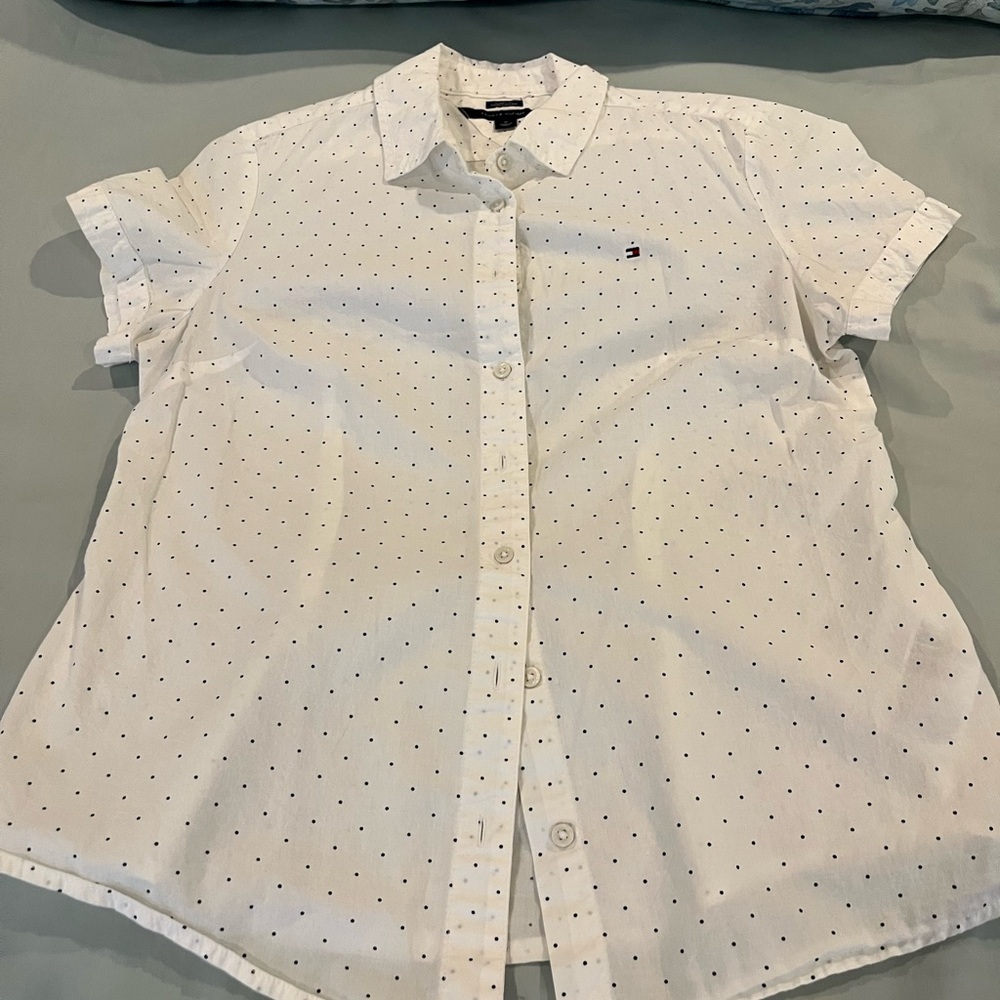 Tommy Hilfiger White Short Sleeve Button-Up Shirt